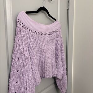 FREE PEOPLE Boat Neck Chunky Knit Sweater Coquette Balletcore Boho